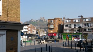 The Dover castle in the distance. Its closed during the winter unfortunately.